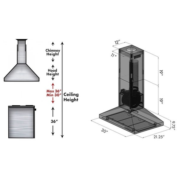 ZLINE Convertible Island Mount Range Hood in Stainless Steel