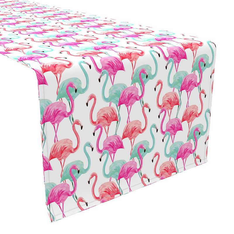 Table Runner， 100% Polyester， 14x108， Flamingo Beach