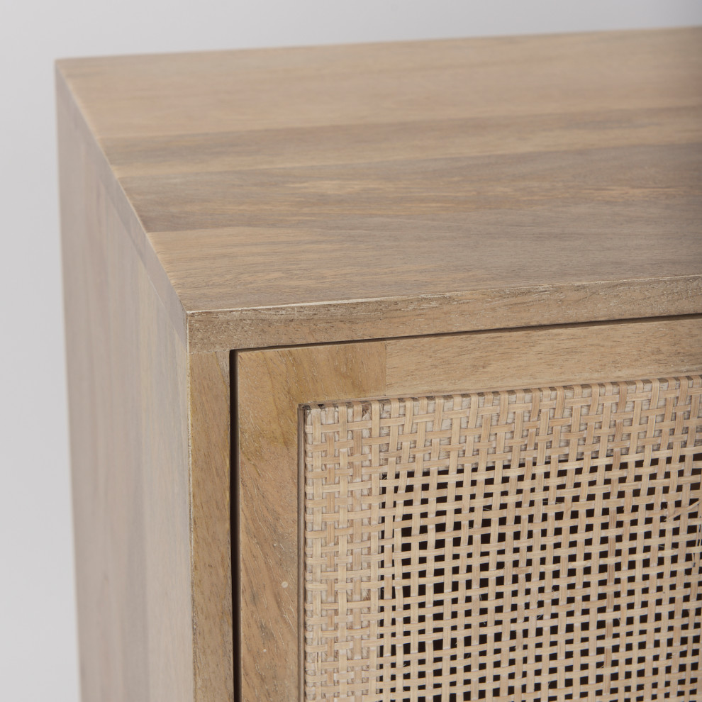 Grier Light Brown Solid Wood And Cane Accent Cabinet   Tropical   Accent Chests And Cabinets   by Mercana  Houzz