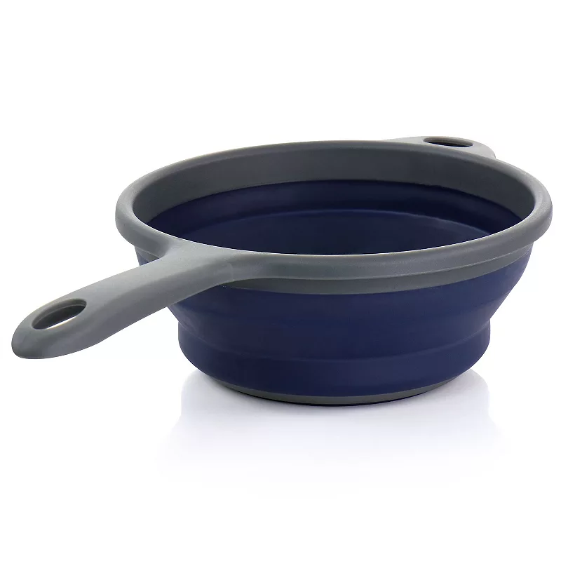 Oster Cocina Bluemarine Collapsible Polypropylene Colander with Handle in Navy