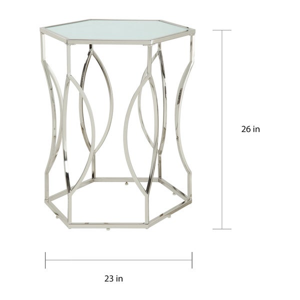 Davlin Hexagonal Metal Frosted-glass Accent End Table by iNSPIRE Q Bold