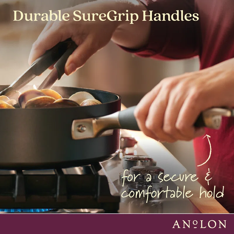 Anolon 83655 Advanced Hard Anodized Nonstick Divided Grill / Griddle Pan / Skillet - 12.5 Inch， Gray