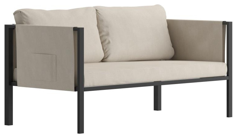 Black Loveseat With Cushions   Modern   Loveseats   by First of a Kind USA Inc  Houzz