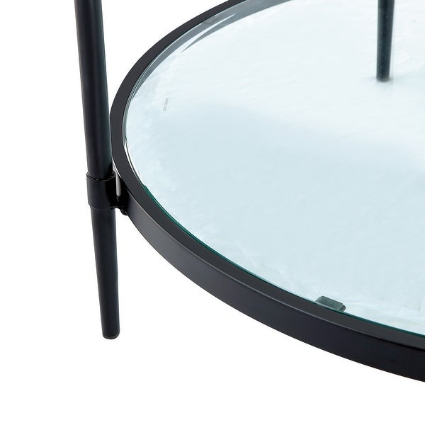 GZMR Round Coffee Table Accent Table with Shelf