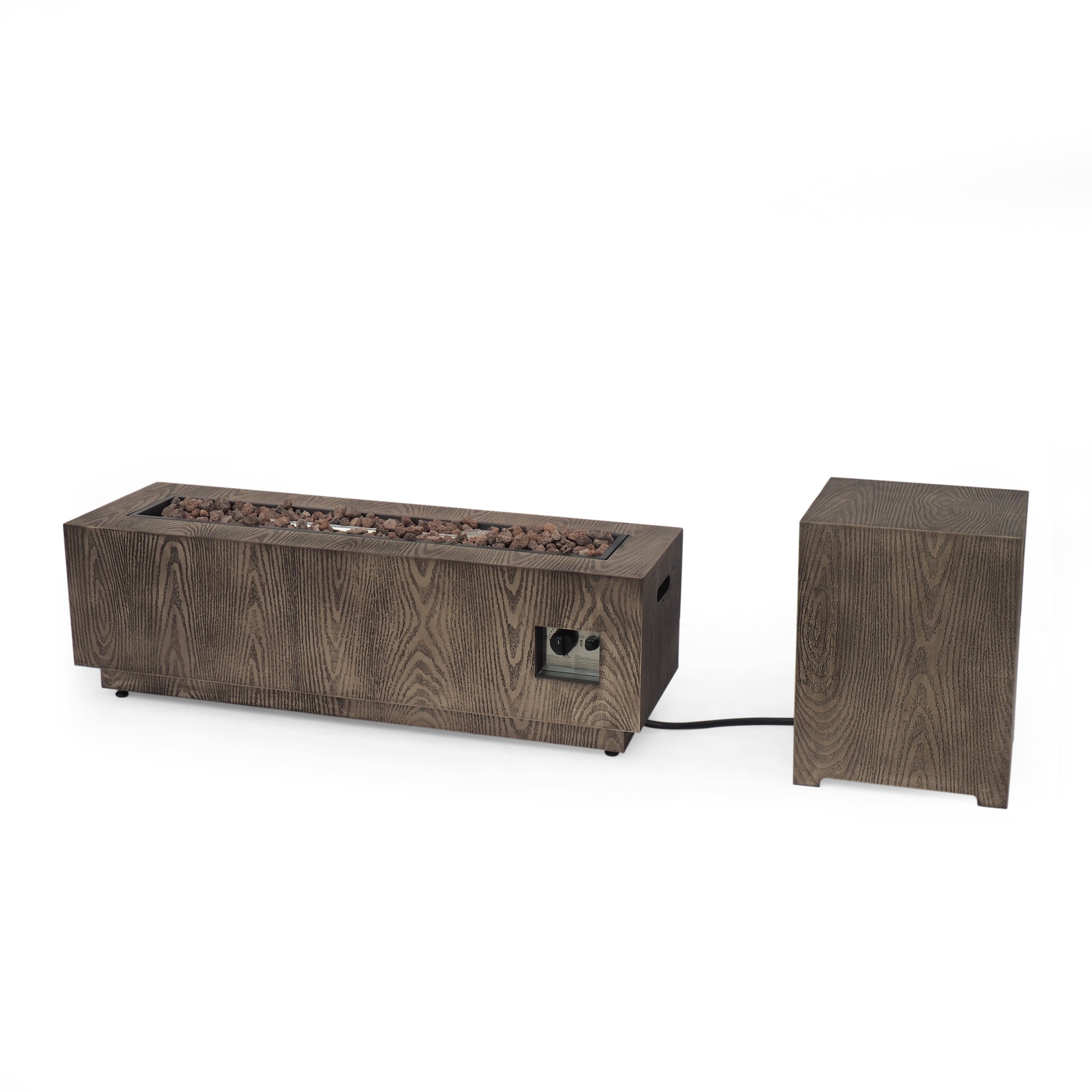 Jasmine Rectangular Wood Finish Propane Fire Pit