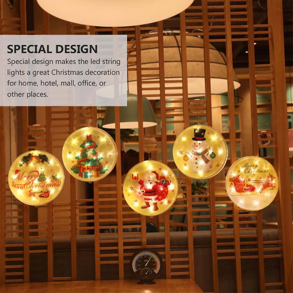 5Pcs Christmas Suction Cup Hanging Lights LED Decor Christmas Decor Christmas Lights Indoor Santa Li