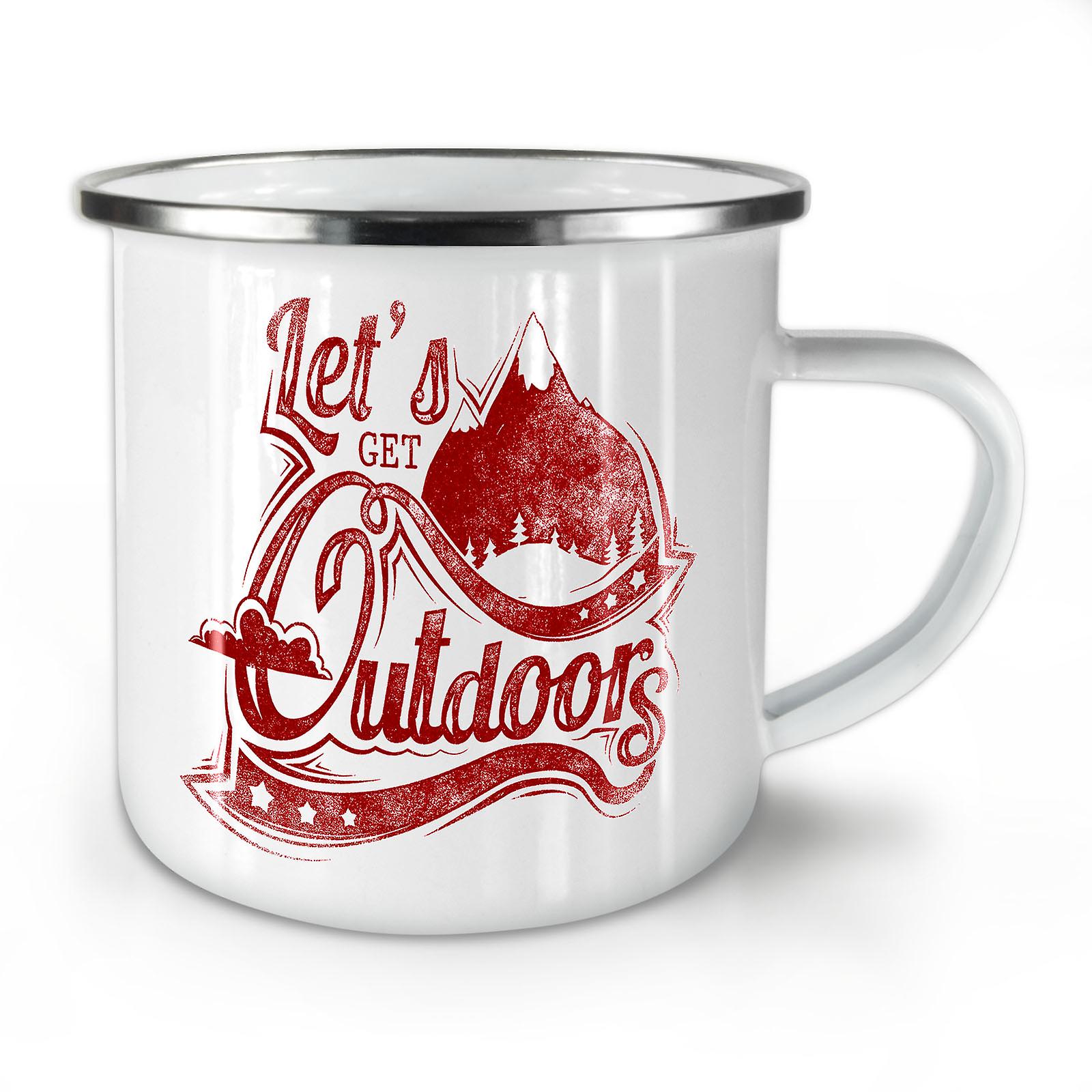 Lets Get Outdoors NEW WhiteTea Coffee Enamel Mug10 oz | Wellcoda