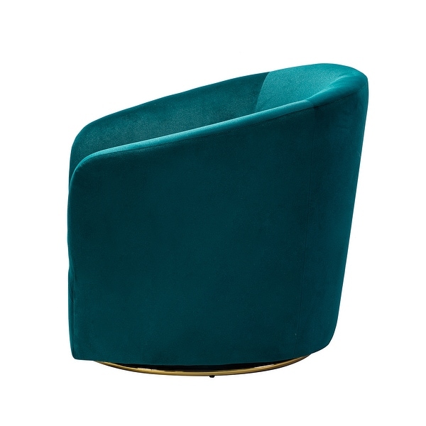 Eleuterio Modern Velvet Curved Swivel Accent Barrel Chair with Metal Base by HULALA HOME