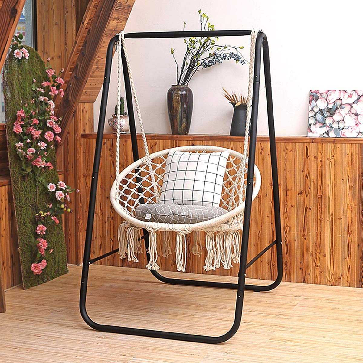 Hanging Hammock Chair, Macrame Hanging Chair 330 Pounds Capacity