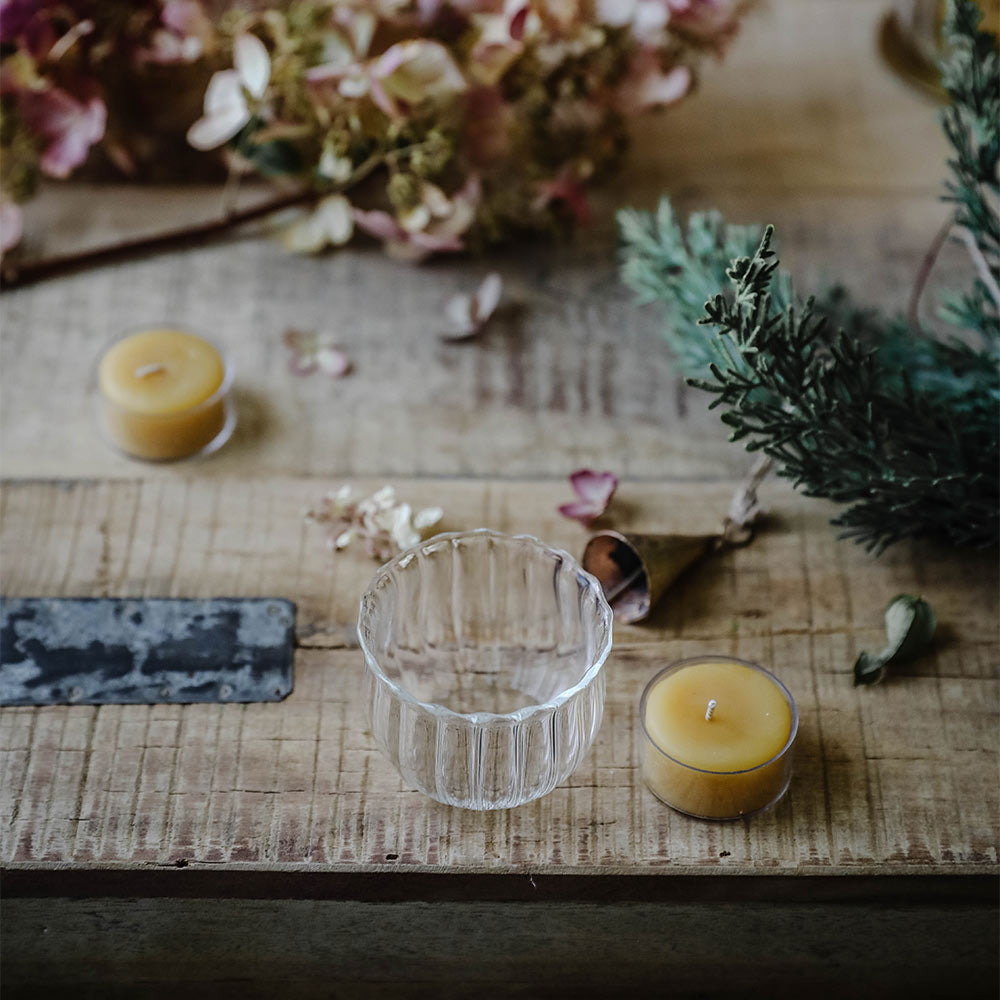 Petite Scalloped Glass Votive Set