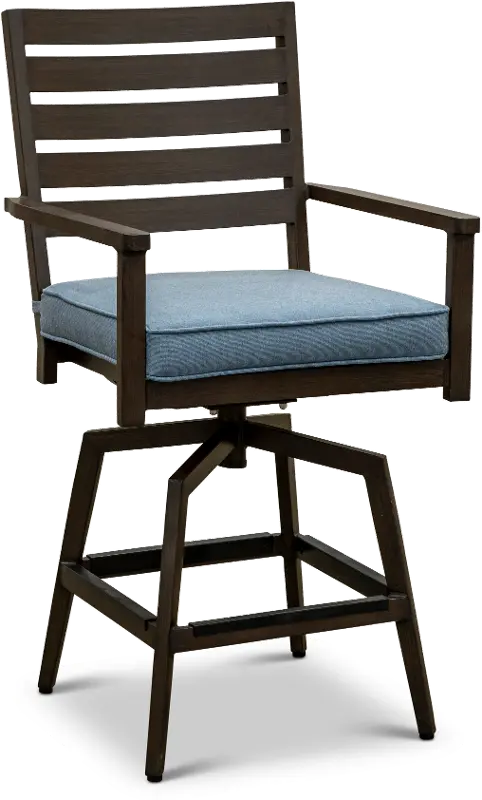 Adeline Denim Blue Swivel Outdoor Bar Stool