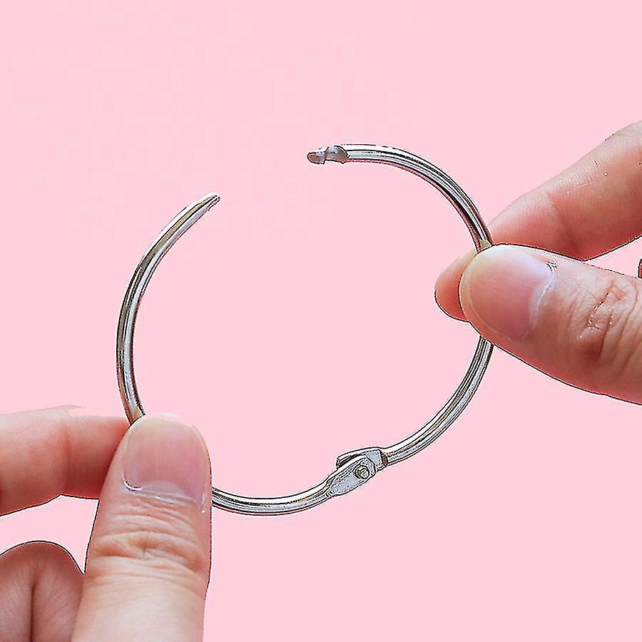 50pcs 35m Loose Leaf Binder Rings Key Rings Silver For Office