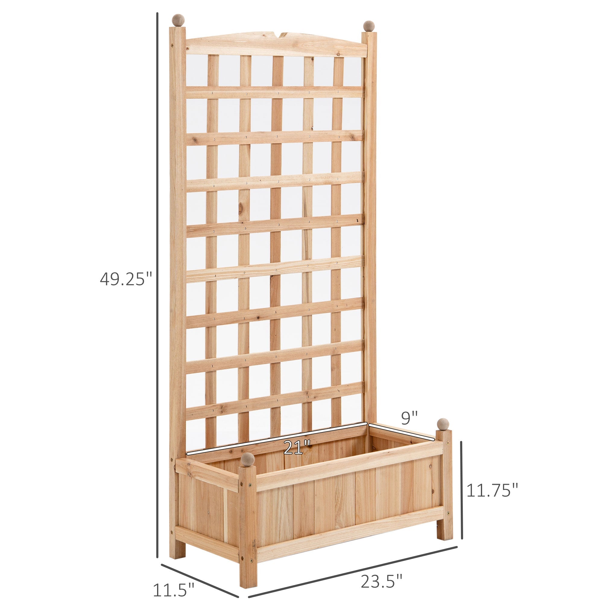 Outsunny 24" x 12" x 49" Raised Garden Bed with Trellis Board Back