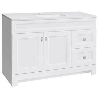 Home Decorators Collection Sedgewood 48.5 in. W x 18.8 in. D x 34.4 in. H Freestanding Bath Vanity in White with Arctic Solid Surface Top PPLNKWHT48D