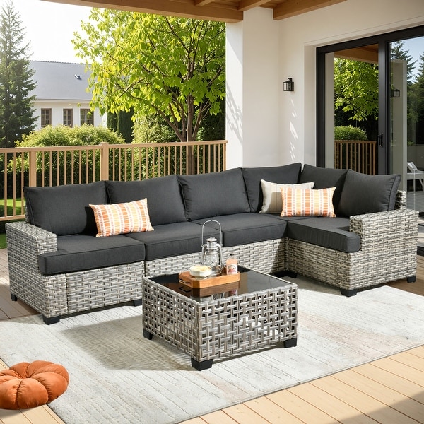 HOOOWOOO 6piece Patio Furniture Conversation Set with Coffee Table