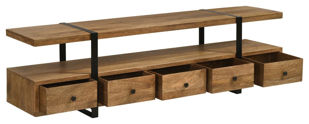 Otto 4 drawer Solid Wood 70 quotTV Stand Brown and Gunmetal   Modern   Entertainment Centers And Tv Stands   by Modon  Houzz