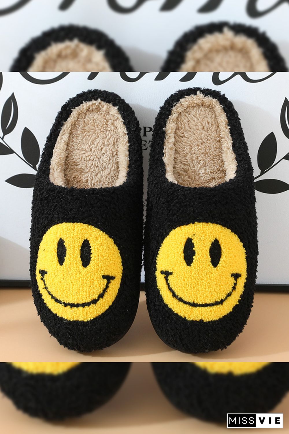 Smile Unisex Fluffy Slippers