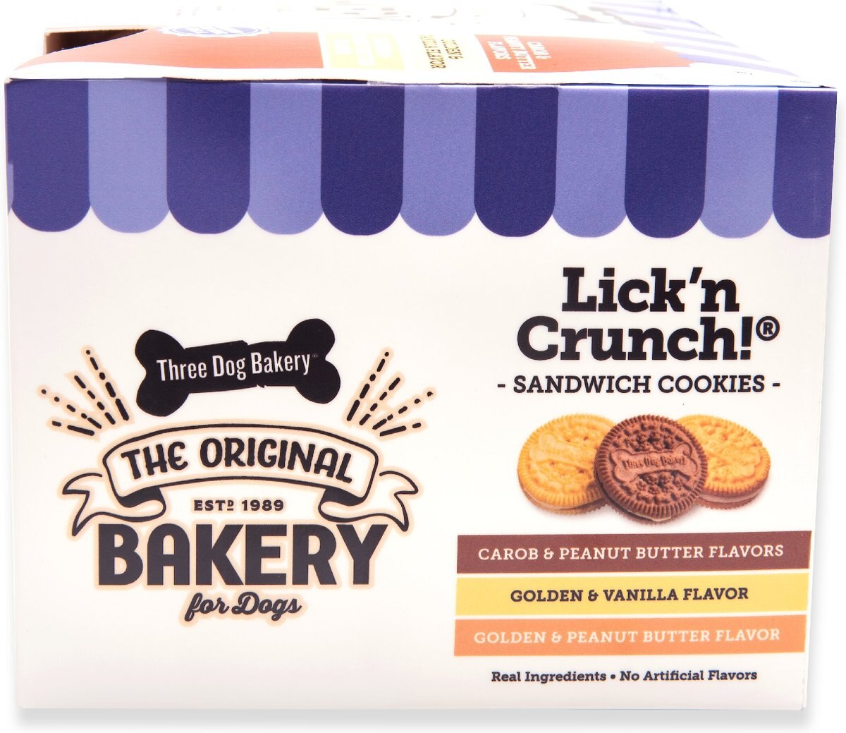 Three Dog Bakery Lick'n Crunch! Sandwich Cookies Dog Treats， 39-oz box