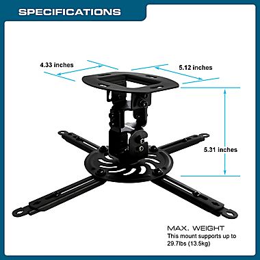 QualGear QGPM002BLKS Universal Projector Ceiling Mount Short Bl