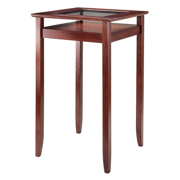 42” Walnut Brown Halo Pub Table with Glass Inset