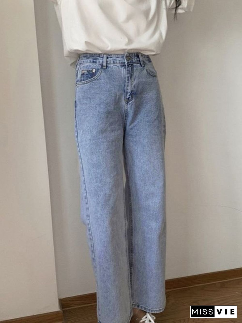 Card Pattern High Waist Boyfriend Jeans