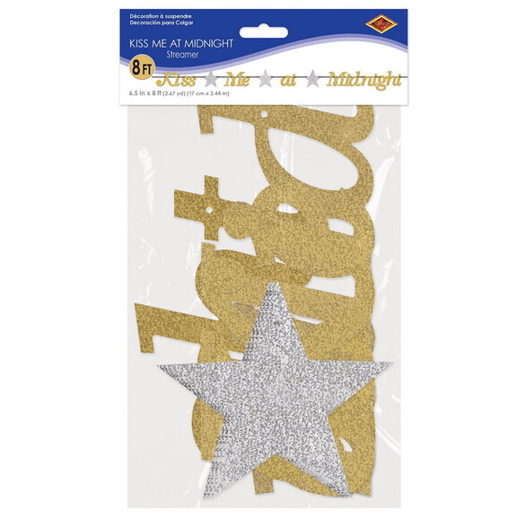 Beistle 88501 Kiss Me At Midnight Streamer  glitte...