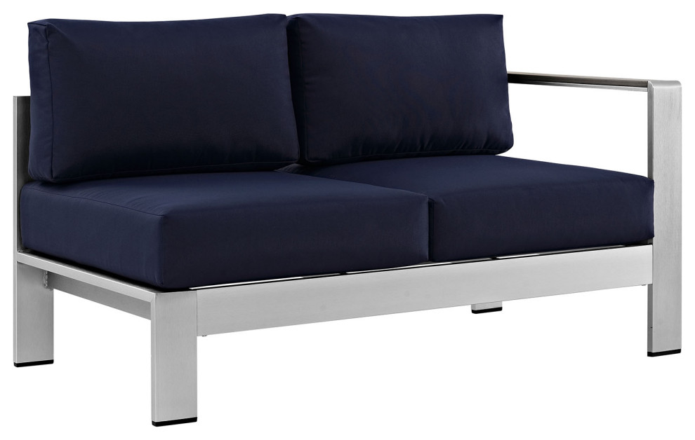 Shore Right Arm Corner Sectional Outdoor Aluminum Loveseat   Contemporary   Outdoor Loveseats   by Modway  Houzz