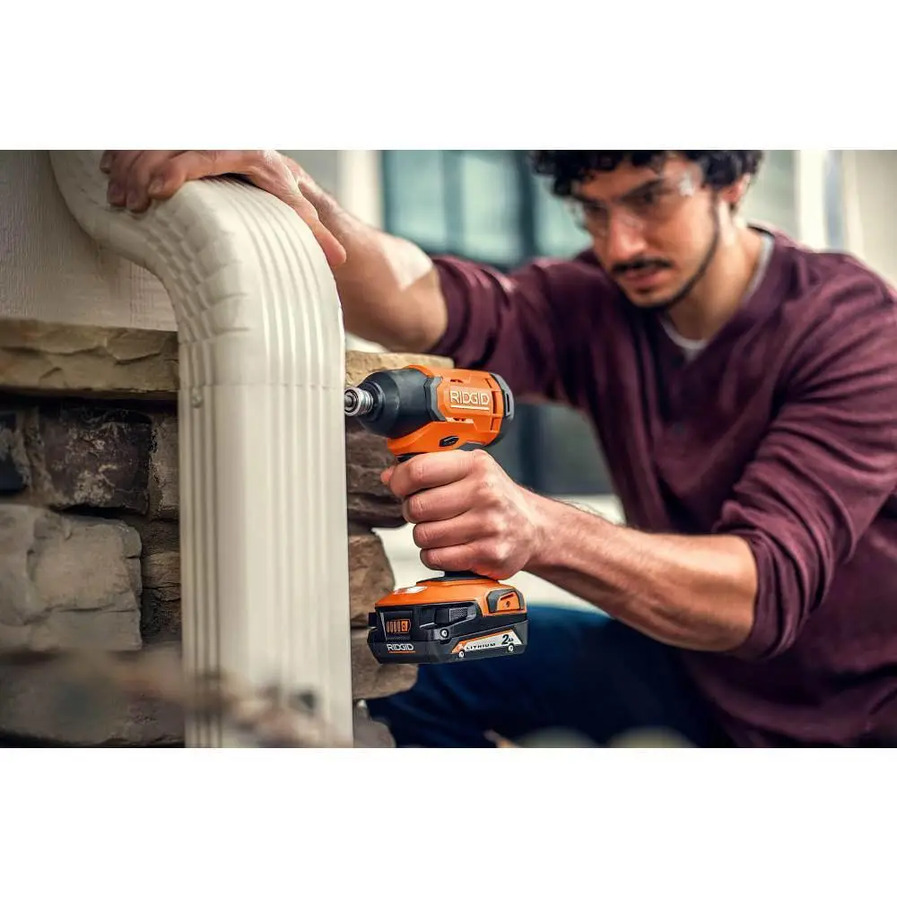 RIDGID 18V Cordless 8-Tool Combo Kit with (3) Batteries Charger and Bag with 18V High Torque Impact Wrench R96258-R86212B
