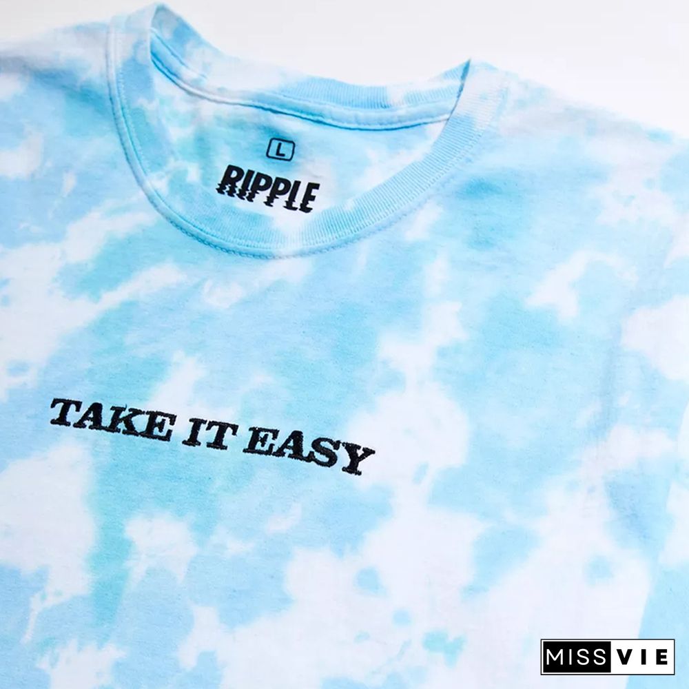 Men Tie Dye Round Neck Letter Tee