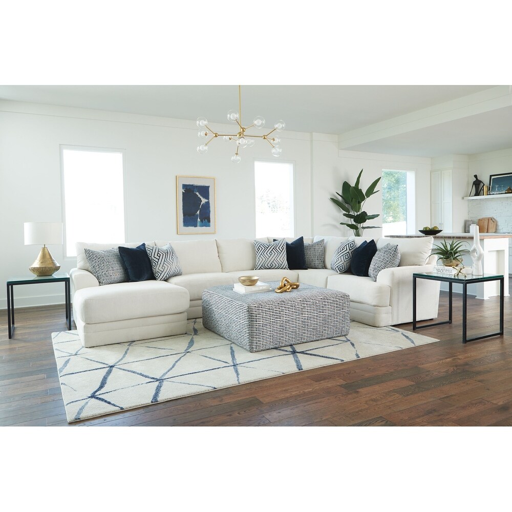 Pearson 4 Piece Fabric Sectional Chaise with Ottoman  Natural