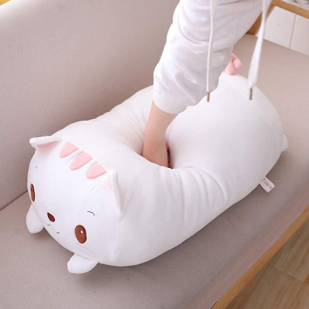 Cat Plush Pillow， Soft White Cat Stuffed Animal Toy Cylindrical Body Pillow Gifts For Kids， 33.5