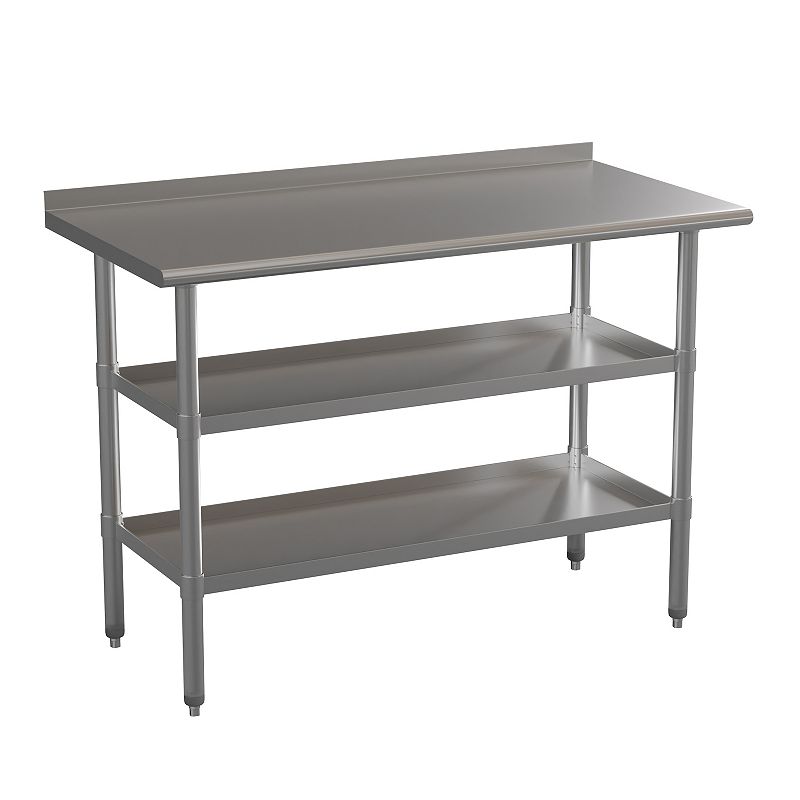 Emma and Oliver NSF Certified Stainless Steel 18 Gauge Work Table with 1.5 Backsplash and Undershelves - 60W x 24D x 36H