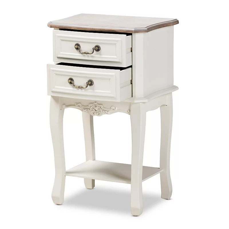 Baxton Studio Amalie White 2-Drawer Nightstand