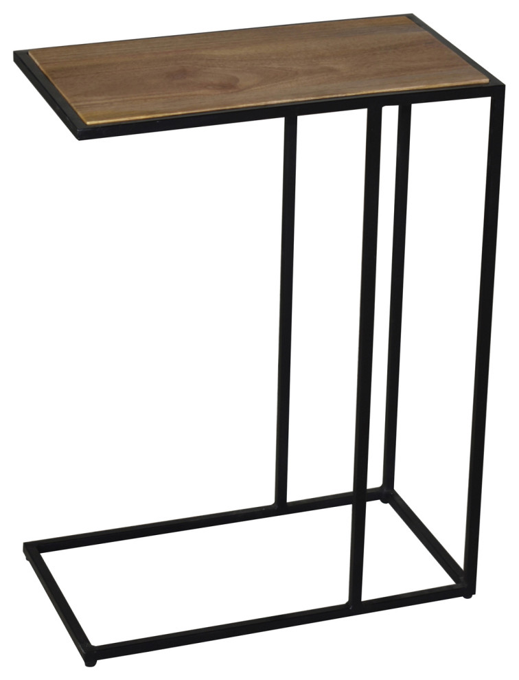 Bare Decor Toronto Accent C Table  Black Metal/Wooden Top  18x10   Industrial   Side Tables And End Tables   by CozyStreet  Houzz