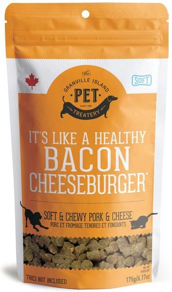 The Granville Island Pet Treatery It's like a Healthy Bacon Cheeseburger Pork and Cheese Soft Chew Dog and Cat Treats， 6.17-oz bag