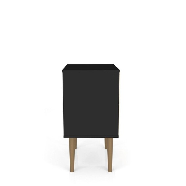 Mid-Century Modern Nightstand with 1 Cubby Space and 1 Drawer in Black - - 37165171