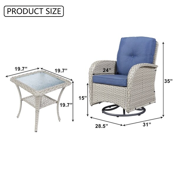 Swivel Patio Chair and Table 3 Piece Outdoor Furniture Set