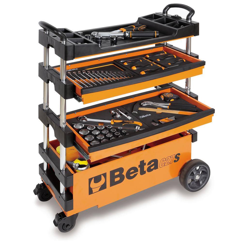 Beta 15 in. 2-Drawers Folding Tool Utility Cart for Portable Use Orange (Tools Not Included) C27S-O