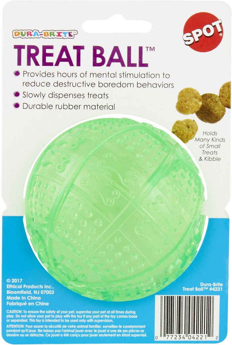 Ethical Pet Dura Brite Treat Dispenser Ball Dog Toy， Color Varies