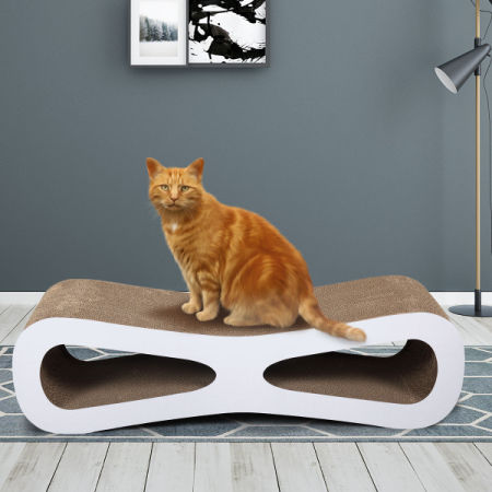 Cat-eyed Cat Scratcher and Lounge， Protect Furniture， Functional， Original Wood Color