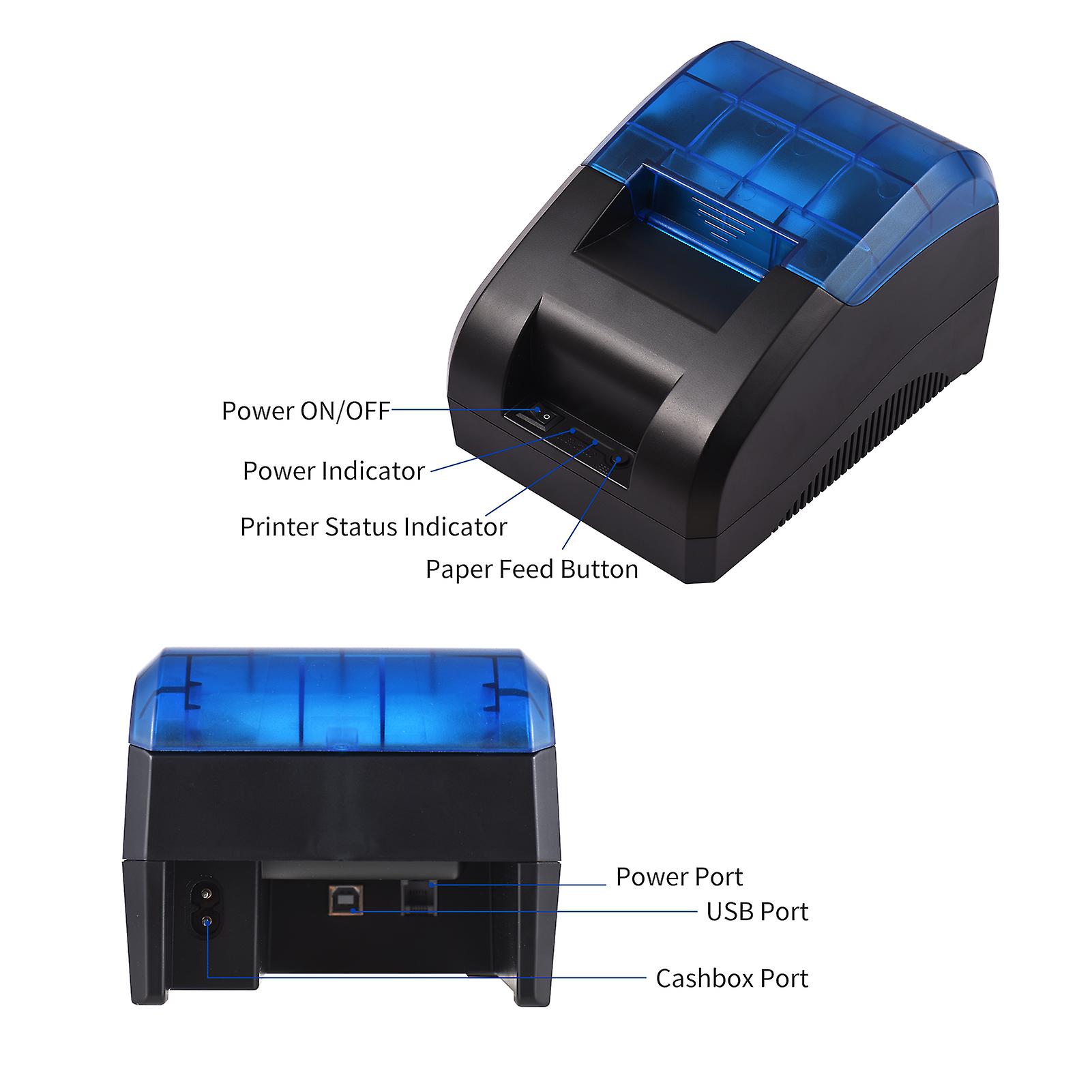 58mm Thermal Receipt Printer Desktop Usb Connection Printer Barcode Logo Printing With 1 Roll Paper Inside Compatible With Ios Android Windows For Res