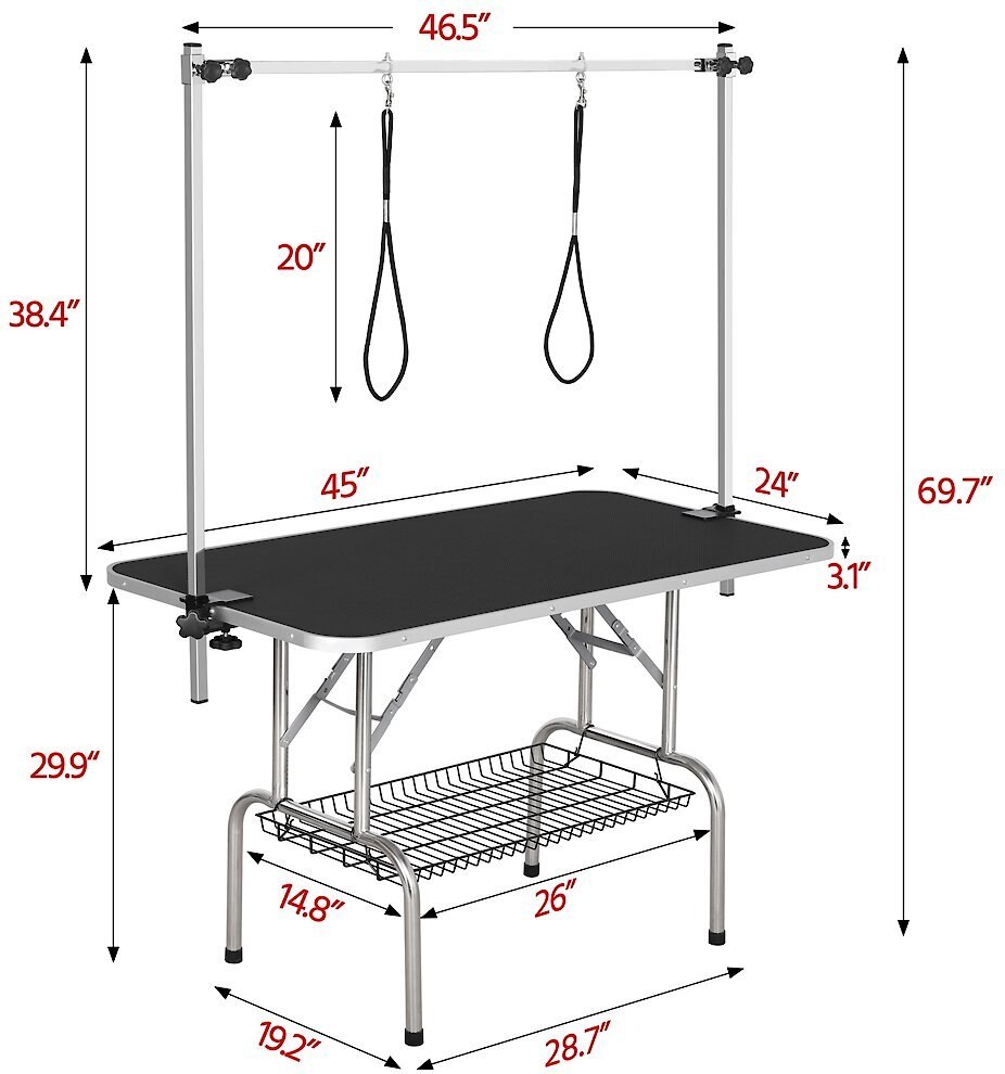 Yaheetech Foldable Retractable Bath Dog and Cat Grooming Table