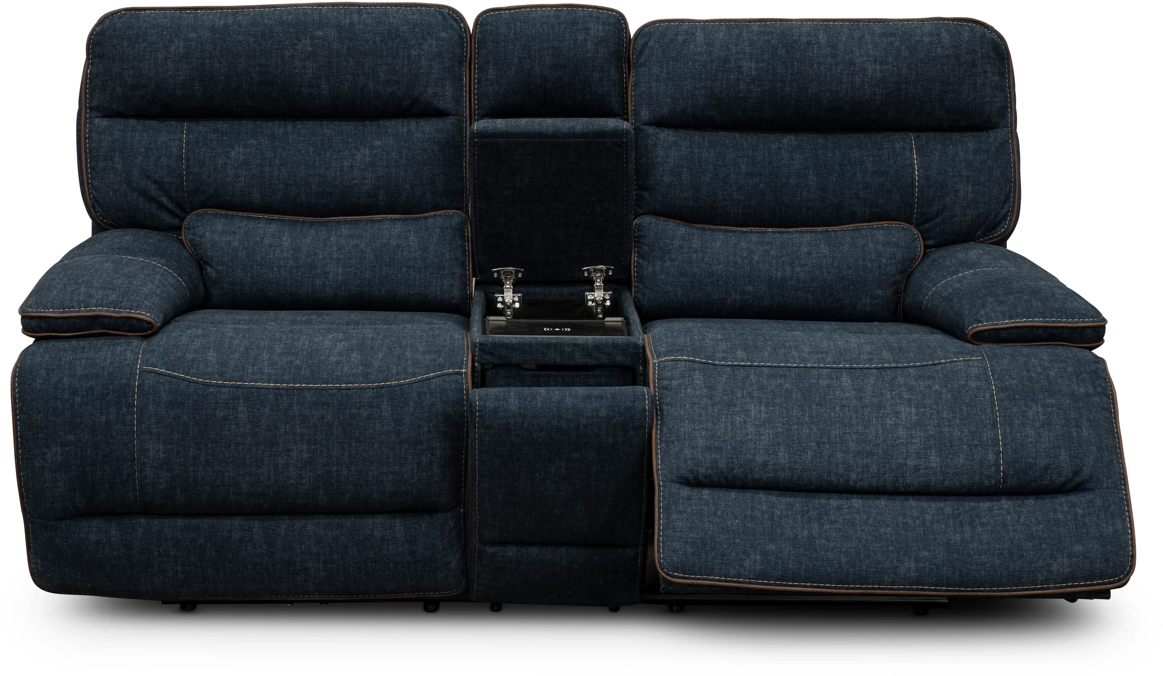 Rock Quarry Blue Power Reclining Loveseat with Console