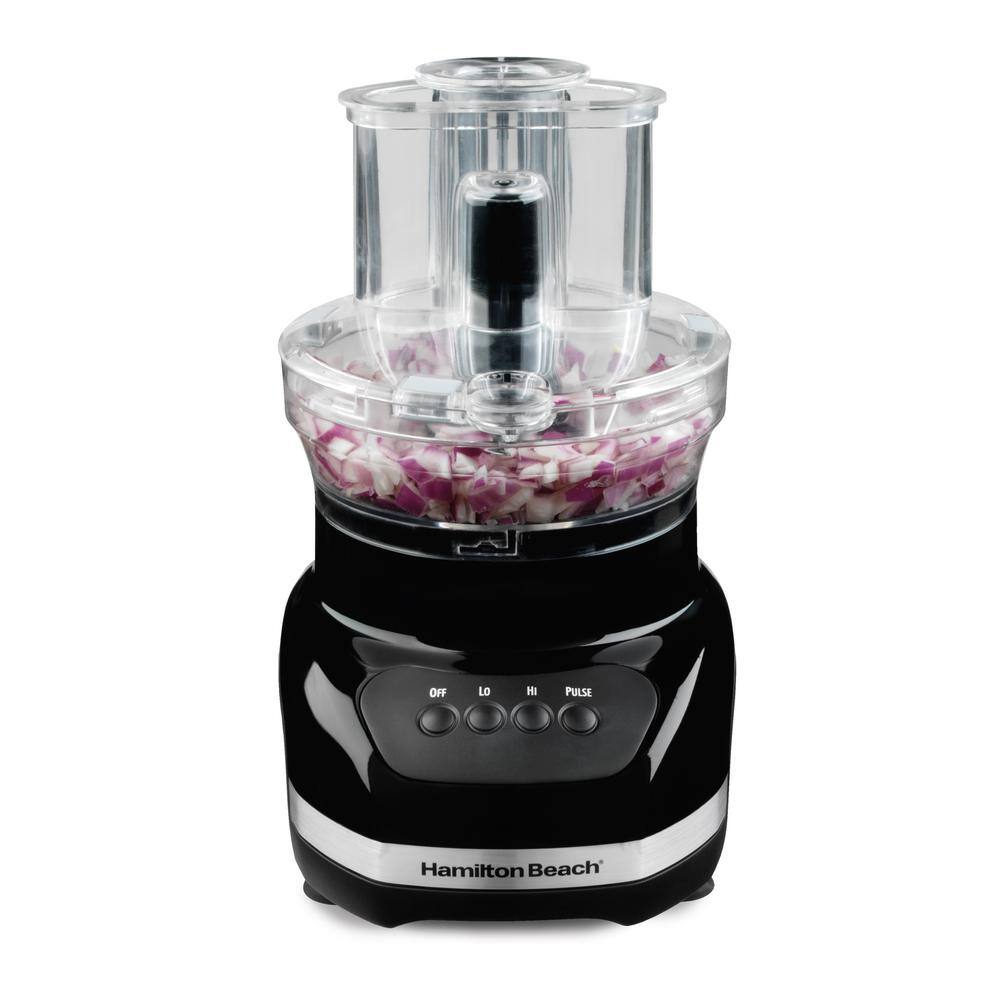 Hamilton Beach Big Mouth Duo Plus 12-Cup 2-Speed Black Food Processor with 4-Cup Bowl 70580