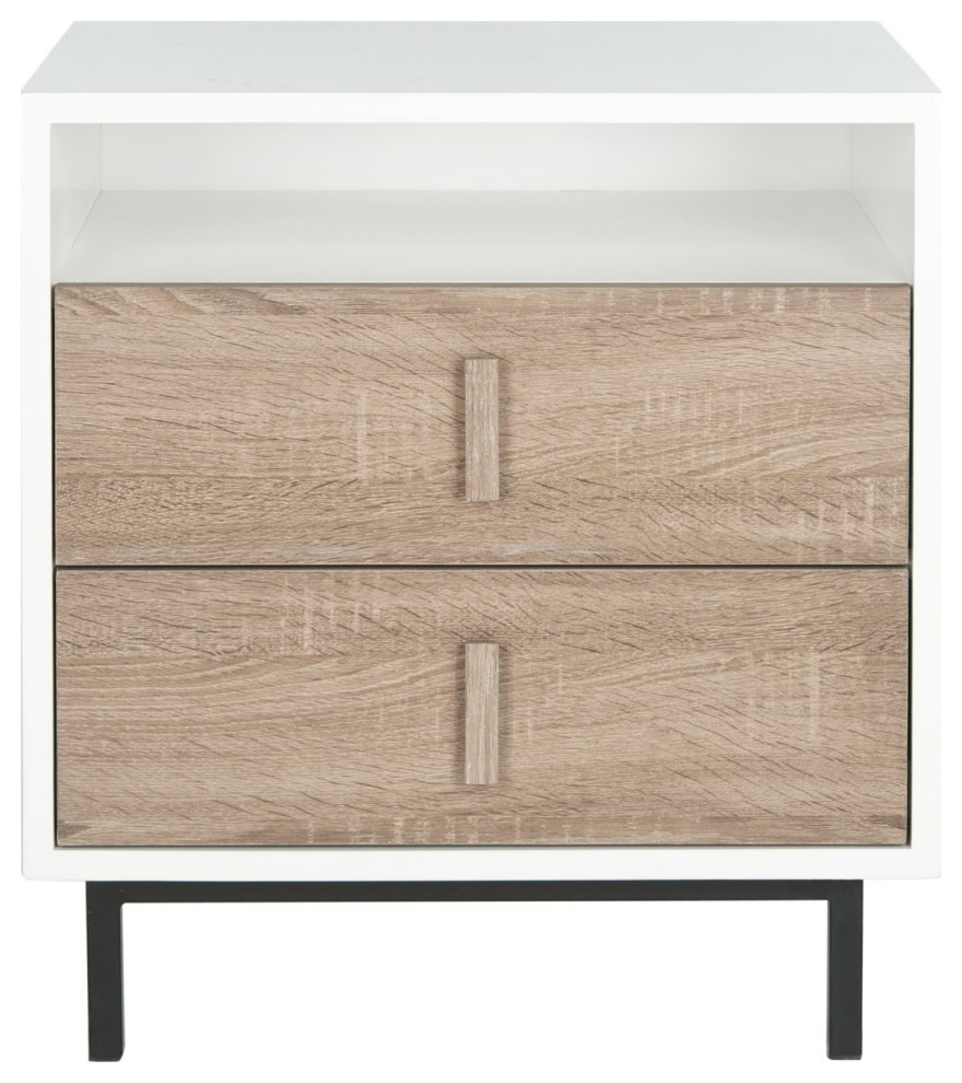 Francy Mid Century Scandinavian Lacquer Two Drawer Cabinet White/ Oak/ Black   Modern   Accent Chests And Cabinets   by Virgil Stanis Design  Houzz