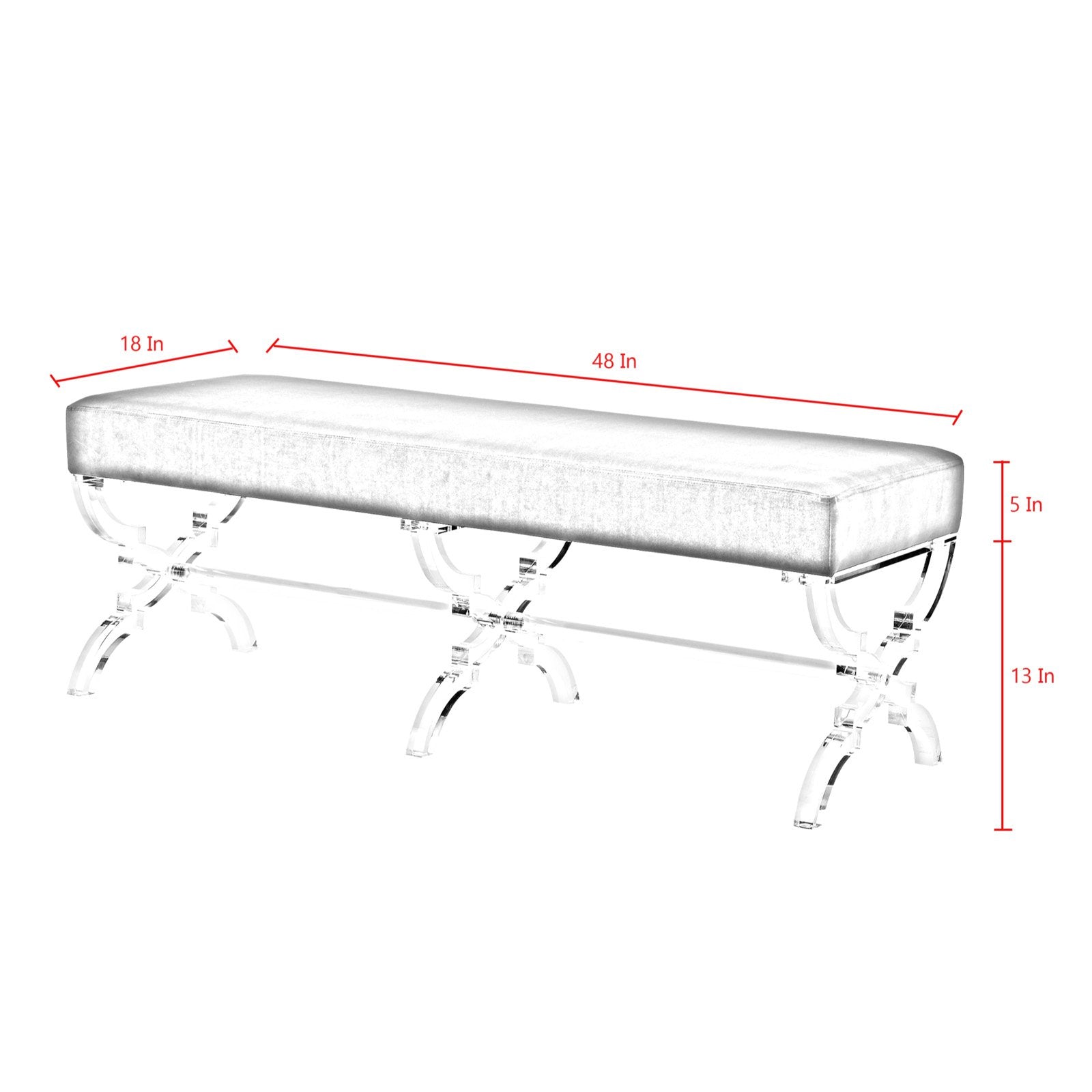 Inspired Home Melody Faux Fur and Acrylic Backless Bedroom Bench