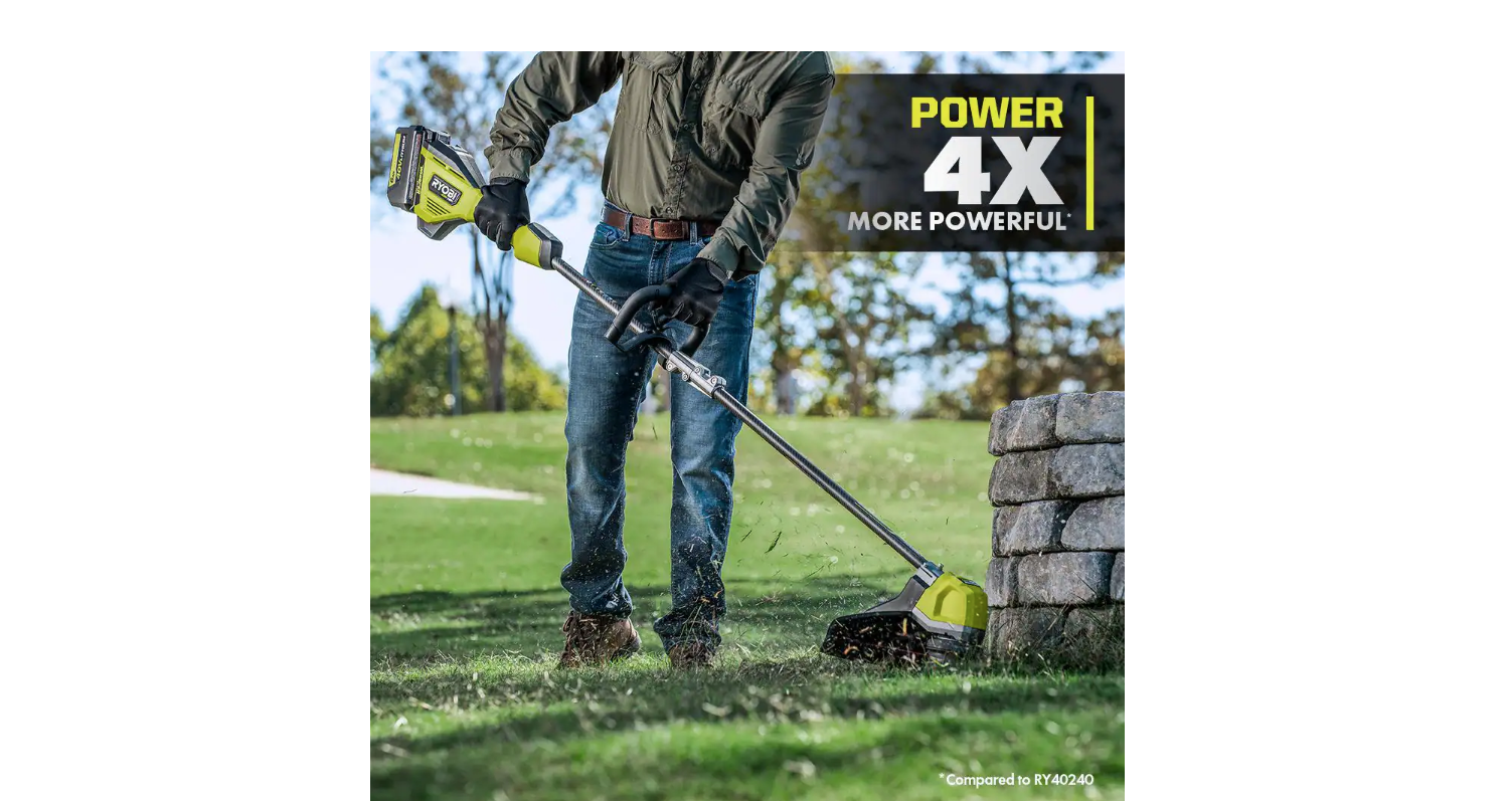 RYOBI RY402110VNM 40V HP Brushless Whisper Series 17 in. Cordless Battery Carbon Fiber Shaft String Trimmer w/ 6.0 Ah Battery and Charger