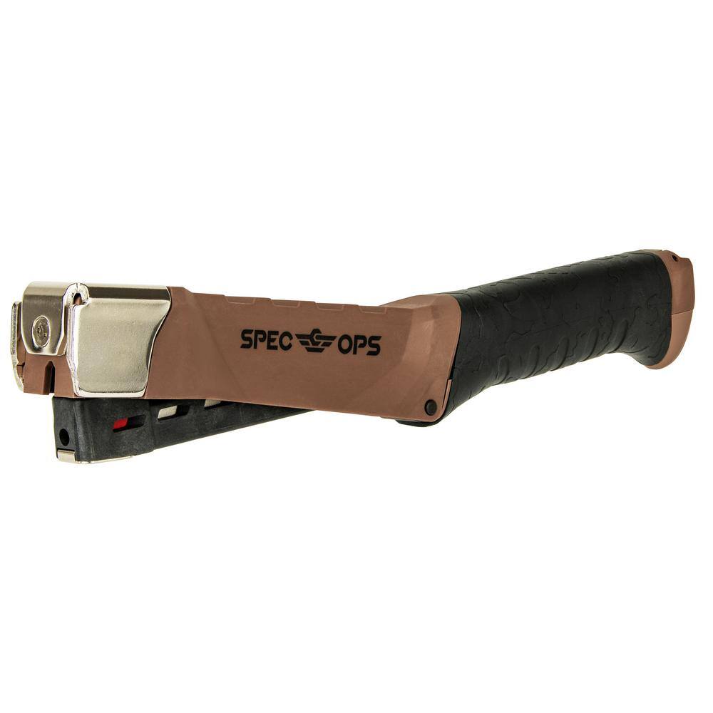 SPEC OPS Heavy-Duty Hammer Tacker 516 in. - 12 in. Staples Metal Strike Cap SPEC-HT100