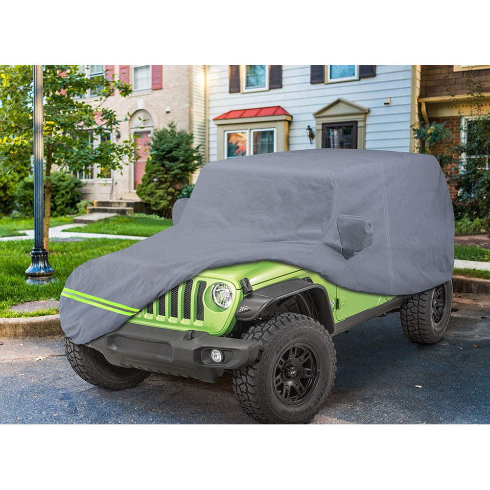 Heavy-duty 6-layer Jeep 2007-2020 4-door waterproof and all soft inside covers with windproof strap and zipper for driver's door