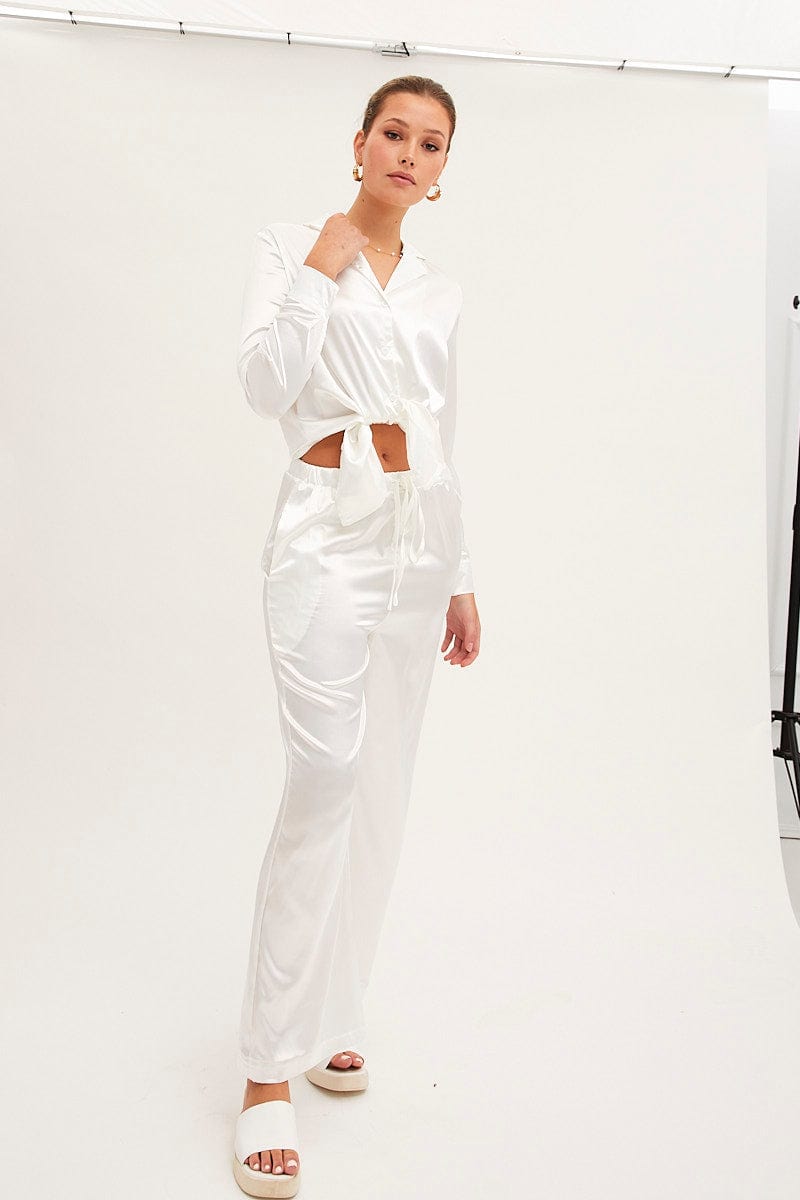 White Wide Leg Pants